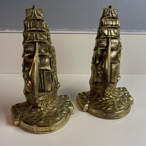 Vintage Two IRON BARQUE MACQUARIE METAL BOOKEND R&H Green Of London Built In